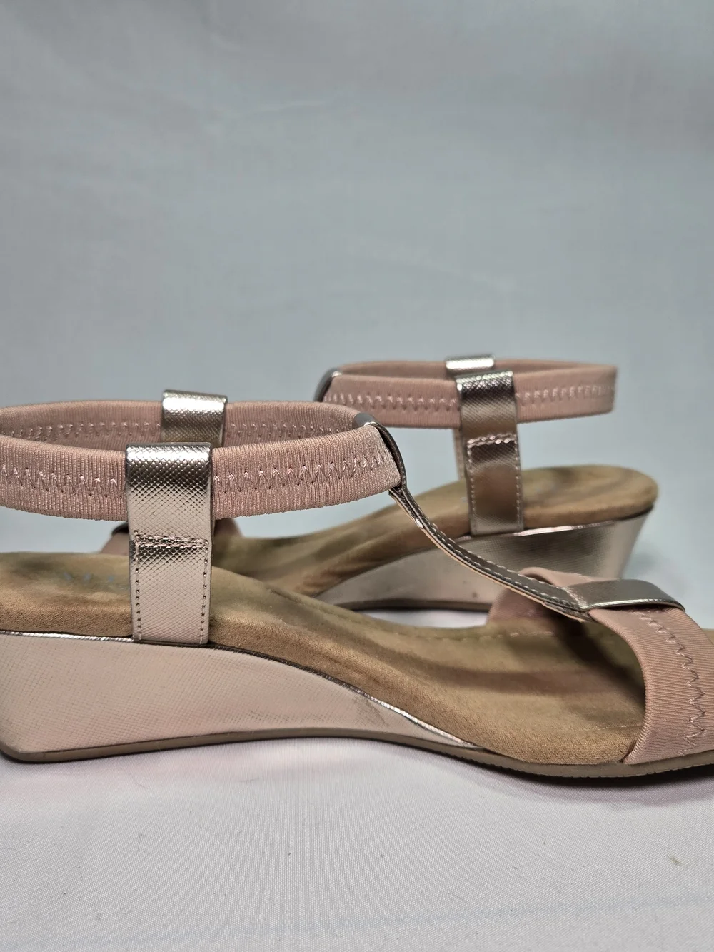 ALFANI Rose Gold Wedge Sandal Womens 5.5 Boho Beach Soft Girl Summer